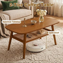 2-Tier Rattan Coffee Table with Rounded Corners by LJGDeals