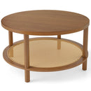 Round Rattan Coffee Table with Storage Shelf by DirectDeals