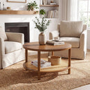 Round Rattan Coffee Table with Storage Shelf by LJGDeals