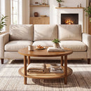 Round Rattan Coffee Table with Storage Shelf by DirectDeals