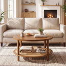 Round Rattan Coffee Table with Storage Shelf by LJGDeals