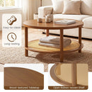 Round Rattan Coffee Table with Storage Shelf by LJGDeals