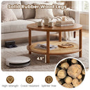 Round Rattan Coffee Table with Storage Shelf by LJGDeals