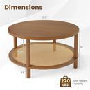 Round Rattan Coffee Table with Storage Shelf by LJGDeals