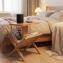 2-Tier Side Table Magazine Rack with Teak Wood Frame by LJGDeals