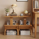 2-Tier Side Table Magazine Rack with Teak Wood Frame by LJGDeals