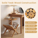 2-Tier Side Table Magazine Rack with Teak Wood Frame by LJGDeals