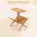 2-Tier Side Table Magazine Rack with Teak Wood Frame by LJGDeals