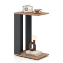 2-Tier C-Shaped Side Table with Universal Wheels and Shelf-Rustic Brown by LJGDeals
