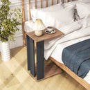 2-Tier C-Shaped Side Table with Universal Wheels and Shelf-Rustic Brown by LJGDeals