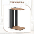 2-Tier C-Shaped Side Table with Universal Wheels and Shelf-Rustic Brown by LJGDeals