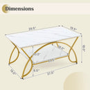 2-Tier Rectangle Coffee Table with Marble Pattern Top by DirectDeals