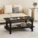 2-Tier Coffee Table Slatted Wood Center Table with Storage Shelf by LJGDeals
