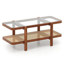 2-Tier Coffee Table with Storage and Tempered Glass Tabletop by LJGDeals