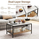 2 Tier Coffee Table with Sintered Stone Tabletop-White by LJGDeals