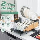 2-Tier Detachable Dish Rack with Drainboard and 360¬∞ Swivel Spout