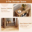 2-Tier End Table with Storage Shelf for Living Room-Oak