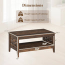 2-Tier Farmhouse Coffee Table with Open Shelf and Woven Decorations for Living Room by LJGDeals