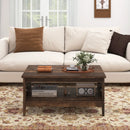 2-Tier Farmhouse Coffee Table with Open Shelf and Woven Decorations for Living Room by LJGDeals