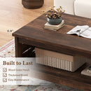 2-Tier Farmhouse Coffee Table with Open Shelf and Woven Decorations for Living Room by LJGDeals