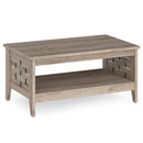 2-Tier Farmhouse Coffee Table with Open Shelf and Woven Decorations for Living Room by LJGDeals