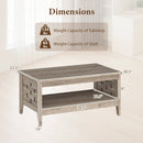 2-Tier Farmhouse Coffee Table with Open Shelf and Woven Decorations for Living Room by LJGDeals