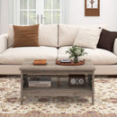 2-Tier Farmhouse Coffee Table with Open Shelf and Woven Decorations for Living Room