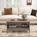 2-Tier Farmhouse Coffee Table with Open Shelf and Woven Decorations for Living Room by LJGDeals