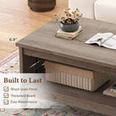 2-Tier Farmhouse Coffee Table with Open Shelf and Woven Decorations for Living Room by LJGDeals