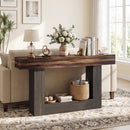 2-Tier Farmhouse Console Table 63" Long with Storage Shelf by DirectDeals