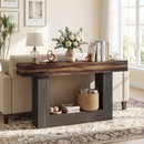 2-Tier Farmhouse Console Table 63" Long with Storage Shelf by LJGDeals