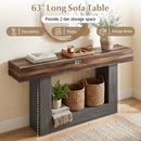2-Tier Farmhouse Console Table 63" Long with Storage Shelf by LJGDeals