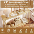 2-Tier Farmhouse Sofa Table with Teak Wood Frame and Storage Shelf by LJGDeals