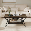 2-Tier Rectangle Coffee Table with Marble Pattern Top by DirectDeals