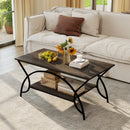 2-Tier Rectangle Coffee Table with Marble Pattern Top by LJGDeals