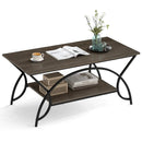 2-Tier Rectangle Coffee Table with Marble Pattern Top by LJGDeals