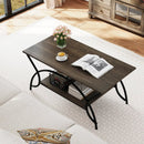 2-Tier Rectangle Coffee Table with Marble Pattern Top by LJGDeals