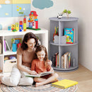 Kids Rotating Bookshelf 2-Tier Storage Rack with Bear Baffles