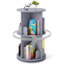 Kids Rotating Bookshelf 2-Tier Storage Rack with Bear Baffles by LJGDeals