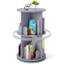 Kids Rotating Bookshelf 2-Tier Storage Rack with Bear Baffles