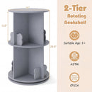 Kids Rotating Bookshelf 2-Tier Storage Rack with Bear Baffles