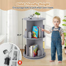 Kids Rotating Bookshelf 2-Tier Storage Rack with Bear Baffles by LJGDeals
