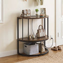 Half Moon Console Table with Power Outlets & Storage Shelf by LJGDeals