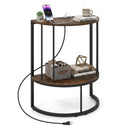 Half Moon Console Table with Power Outlets & Storage Shelf by LJGDeals
