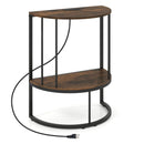 Half Moon Console Table with Power Outlets & Storage Shelf by LJGDeals