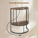 Half Moon Console Table with Power Outlets & Storage Shelf by LJGDeals