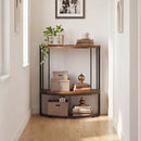 Half Moon Console Table with Power Outlets & Storage Shelf by LJGDeals