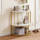 Half Moon Console Table with Power Outlets & Storage Shelf by LJGDeals