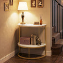 Half Moon Console Table with Power Outlets & Storage Shelf by LJGDeals