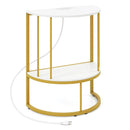 Half Moon Console Table with Power Outlets & Storage Shelf by LJGDeals